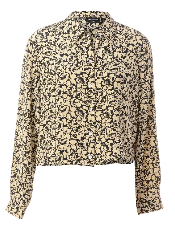 Quick Deals Label Claire Cropped Long Sleeve Printed Shirt