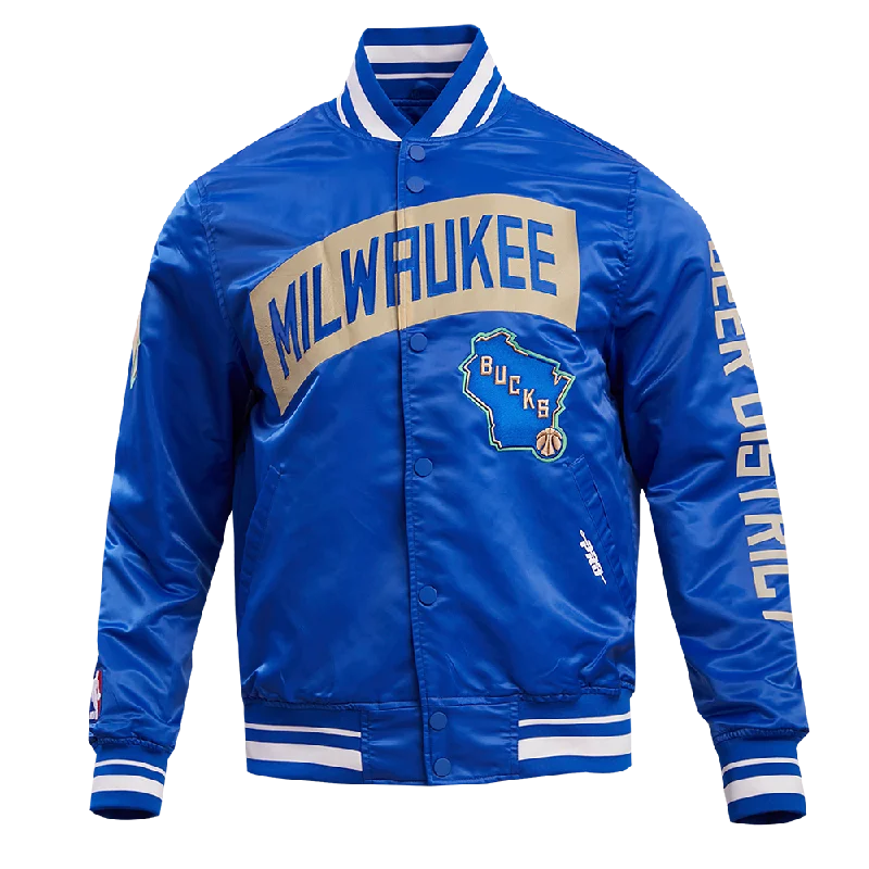 Weekend Shopping Extravaganza NBA MILWAUKEE BUCKS MEN'S CHEST DEER DISTRICT RIB SATIN JACKET (ROYAL BLUE) Weekend Shopping Extravaganza NBA MILWAUKEE BUCKS MEN'S CHEST DEER DISTRICT RIB SATIN JACKET (ROYAL BLUE)