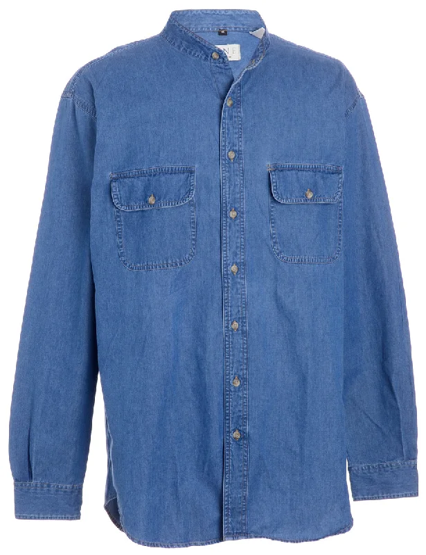 Grand Opening Sale Label Charles Grandad Collar Denim Shirt