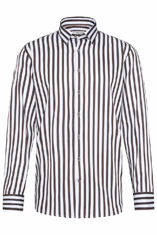 Clearance Event Bugatti 9750 LS Stripe Shirt White