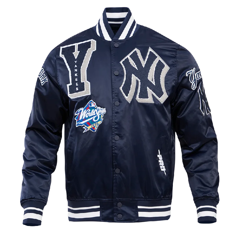 Weekend Savings Extravaganza MLB NEW YORK YANKEES MASHUP LOGO MEN'S SATIN JACKET (MIDNIGHT NAVY) Weekend Savings Extravaganza MLB NEW YORK YANKEES MASHUP LOGO MEN'S SATIN JACKET (MIDNIGHT NAVY)