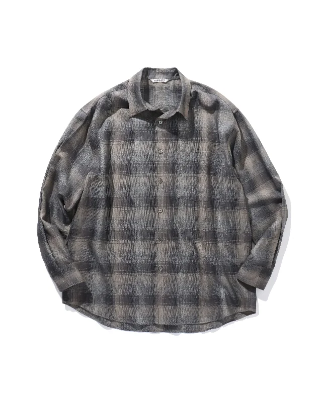 Weekend Discounts to Relish SUPER LIGHT WOOL CHECK SHIRT CHARCOAL GRAY CHECK