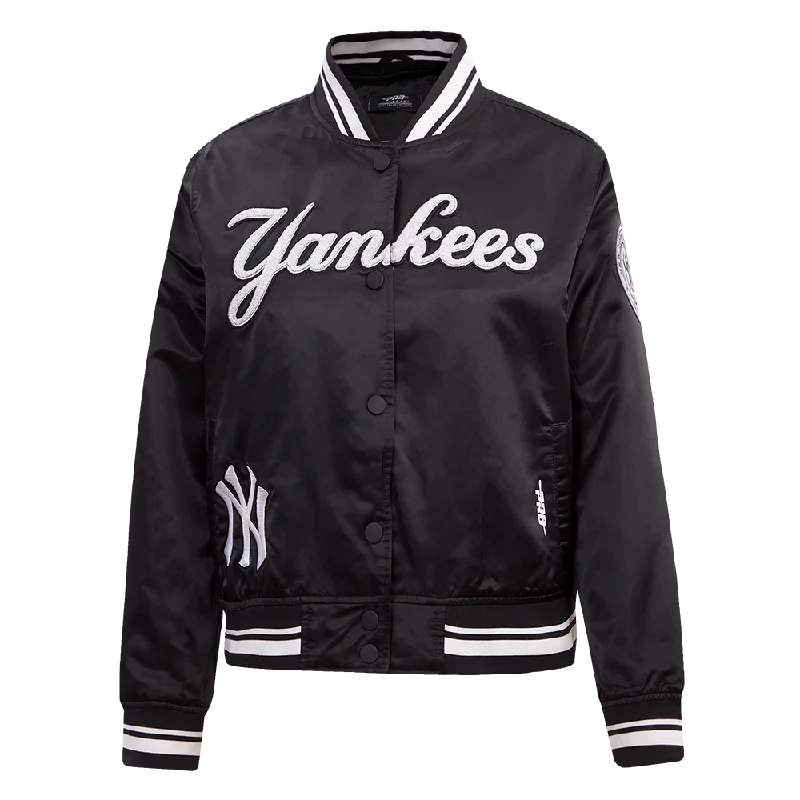 Weekend-Only Price Drops MLB NEW YORK YANKEES PEARLS WOMEN'S RIB SATIN JACKET (BLACK) Weekend-Only Price Drops MLB NEW YORK YANKEES PEARLS WOMEN'S RIB SATIN JACKET (BLACK)