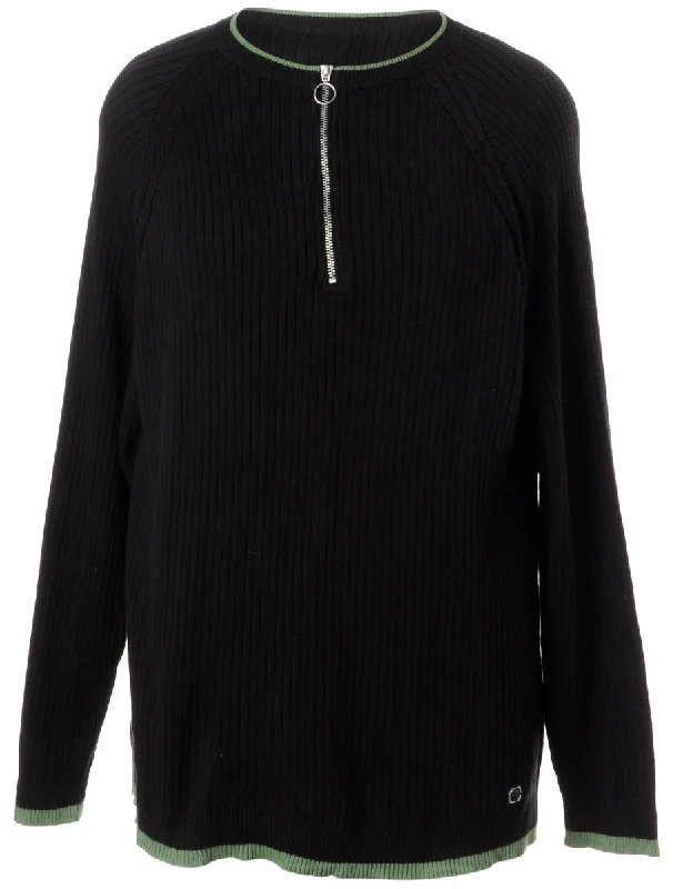 Steals and Deals Label Black Zip Front Knitted Jumper