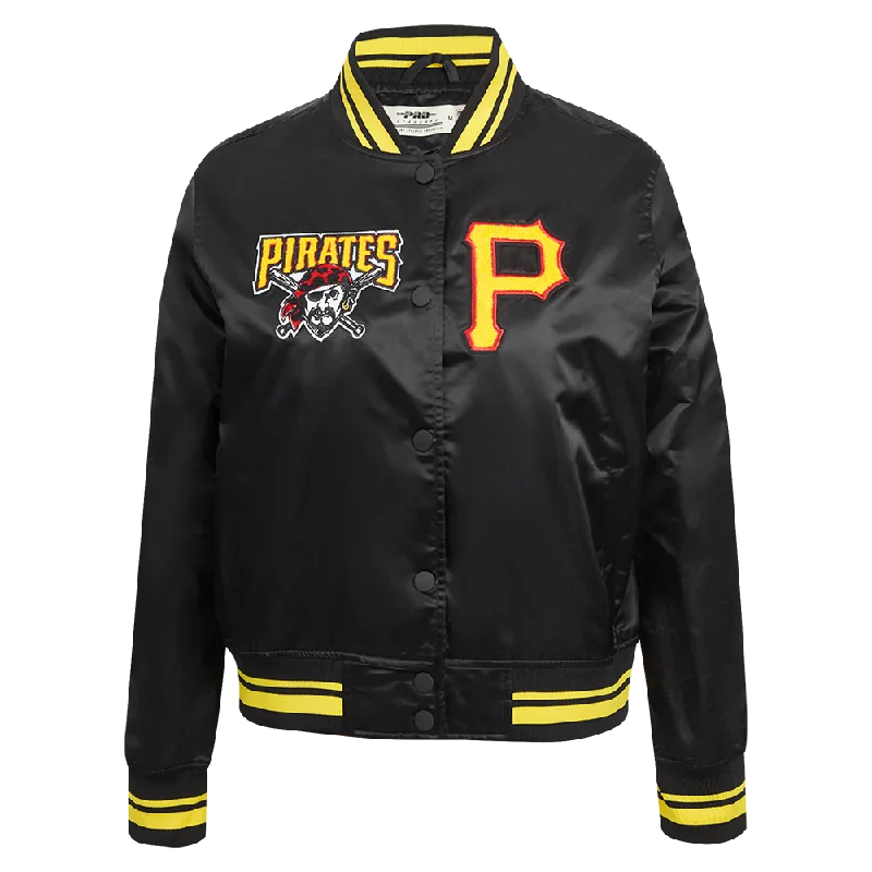 Crazy Savings MLB PITTSBURGH PIRATES RETRO CLASSIC WOMEN'S RIB SATIN JACKET (BLACK/YELLOW) Crazy Savings MLB PITTSBURGH PIRATES RETRO CLASSIC WOMEN'S RIB SATIN JACKET (BLACK/YELLOW)