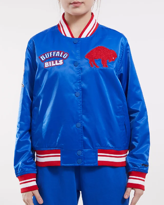 Big Deal NFL BUFFALO BILLS RETRO CLASSIC WOMEN'S RIB SATIN JACKET (ROYAL BLUE/RED) Big Deal NFL BUFFALO BILLS RETRO CLASSIC WOMEN'S RIB SATIN JACKET (ROYAL BLUE/RED)