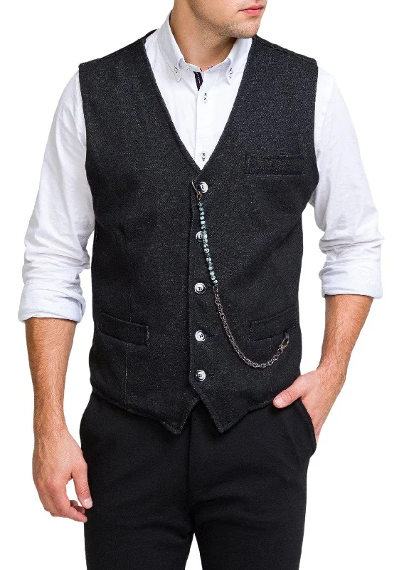 Big Savings Luther Chain Detail Vest - Black