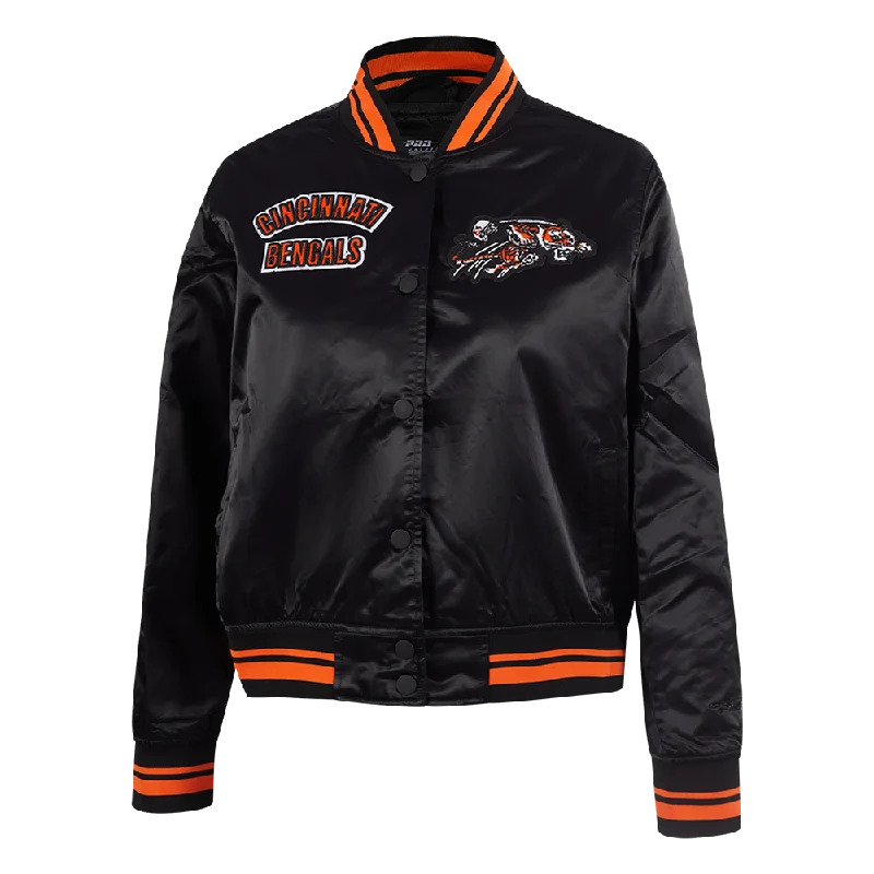 Crazy Deal NFL CINCINNATI BENGALS RETRO CLASSIC WOMEN'S RIB SATIN JACKET (BLACK/ORANGE) Crazy Deal NFL CINCINNATI BENGALS RETRO CLASSIC WOMEN'S RIB SATIN JACKET (BLACK/ORANGE)