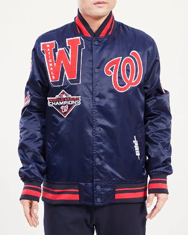 Weekend Deals That Impress MLB WASHINGTON NATIONALS MASHUP LOGO MEN'S SATIN JACKET (MIDNIGHT NAVY) Weekend Deals That Impress MLB WASHINGTON NATIONALS MASHUP LOGO MEN'S SATIN JACKET (MIDNIGHT NAVY)