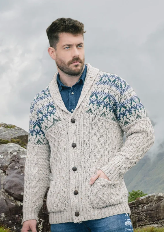 Now or Never Aran Fairisle Button Cardigan | Oatmeal