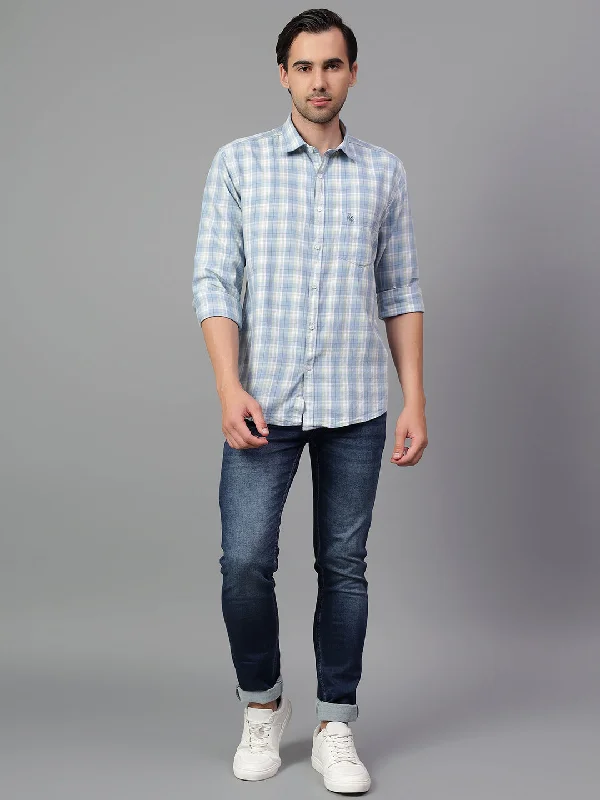 Customer Appreciation Sale Men's Blue Checked Full Sleeve Casual Shirt